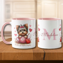 Taza Día de San Valentín Cute Yorkshire Terrier Dog