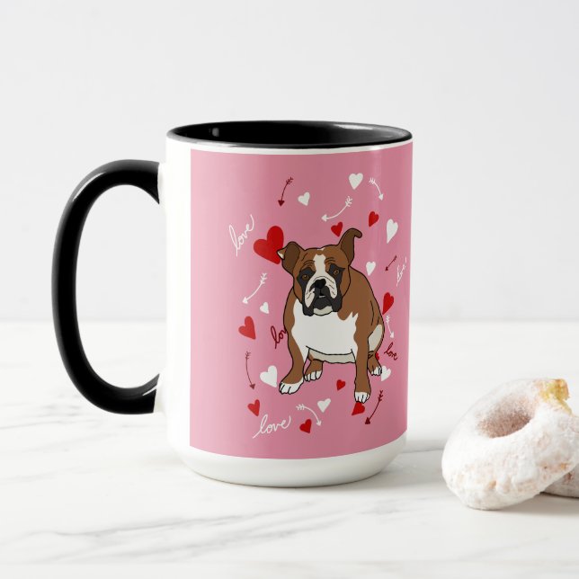 Taza Día de San Valentín de Bulldog en inglés (Con donut)