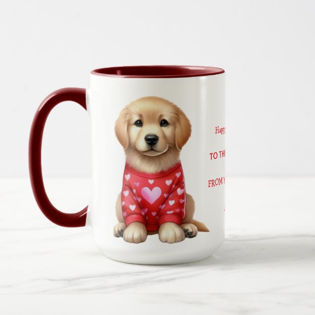 Taza Día de San Valentín de fotografía de perro Persona (Izquierda)