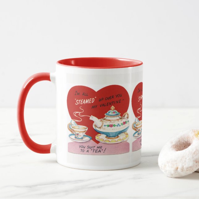 Taza Día de San Valentín de té retro (Con donut)