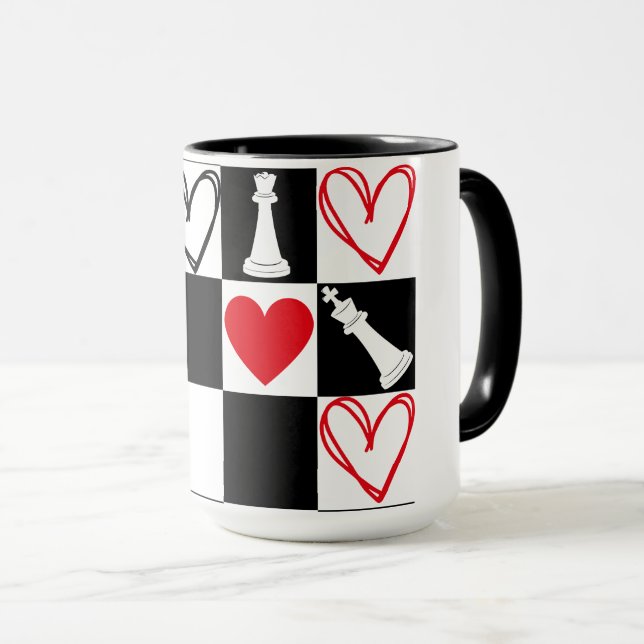 Taza Día de San Valentín del corazón del tablero de aje (Anverso derecho)
