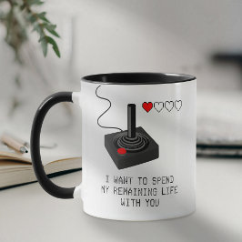 Taza Día de San Valentín divertido para jugadores retro