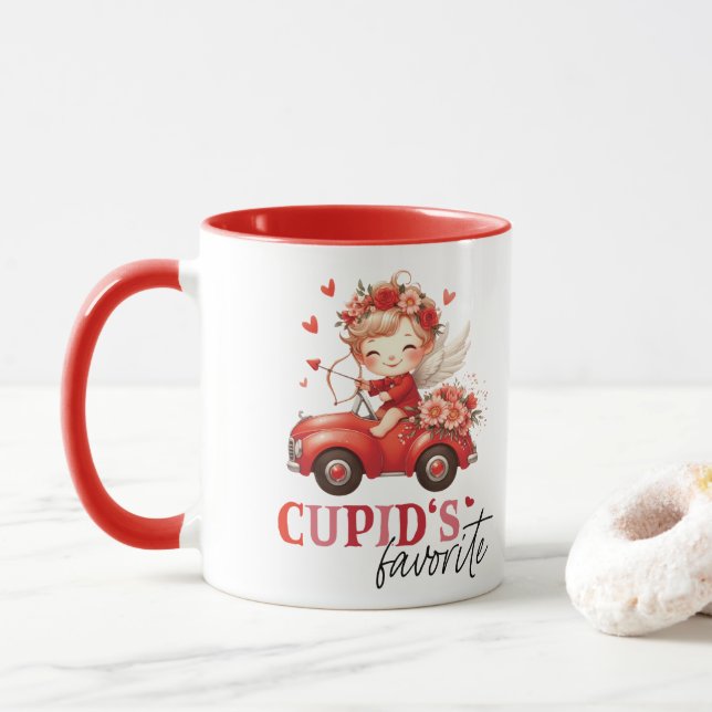Taza Día de San Valentín favorito de Cupido (Con donut)