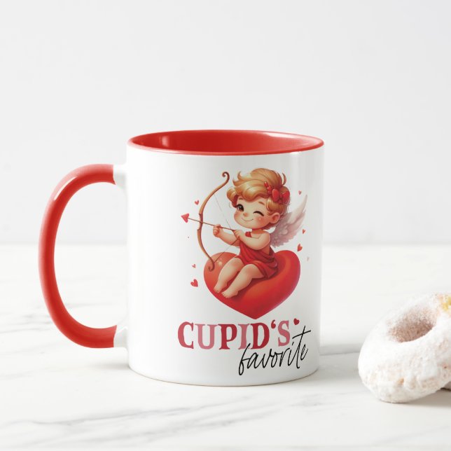 Taza Día de San Valentín favorito de Cupido (Con donut)