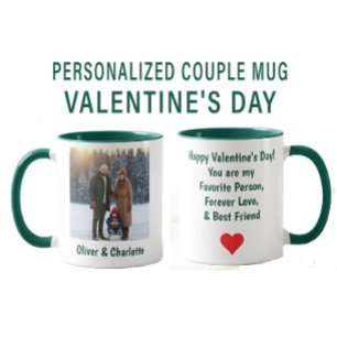 Taza Día de San Valentín Foto Personalizada y Pareja de