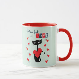 Taza Día de San Valentín Gato Retro Mediados de Siglo