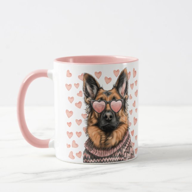 Taza Día de San Valentín German Shepherd Dog (Izquierda)