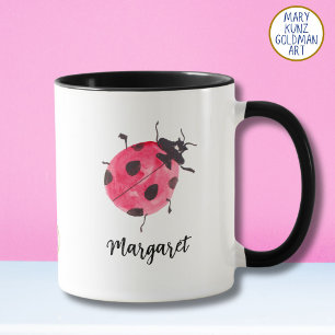 Taza Día de San Valentín ilustrado a mano con mariquita