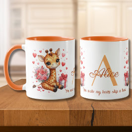 Taza Día de San Valentín Love Rose Bouquet Giraffe