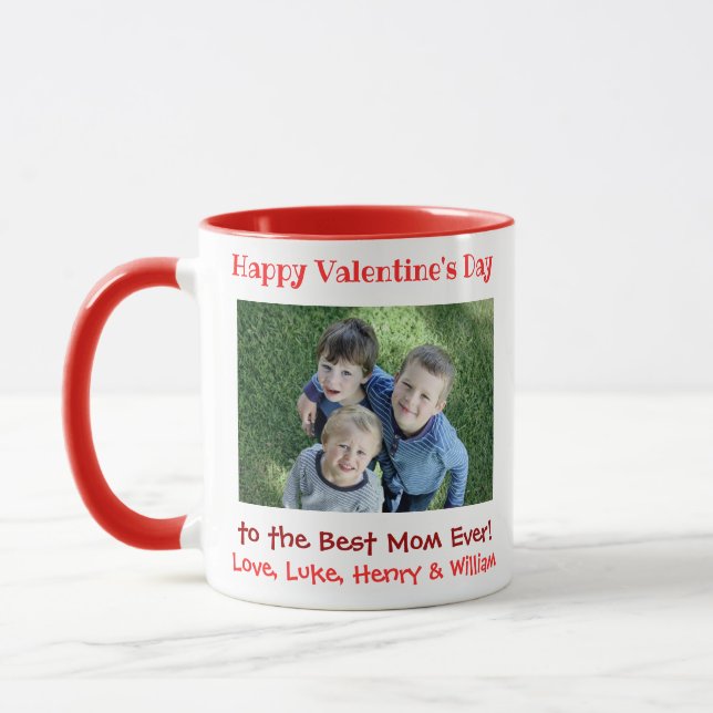 Taza Día de San Valentín Mamá Mejor Foto Infantil De La (Izquierda)