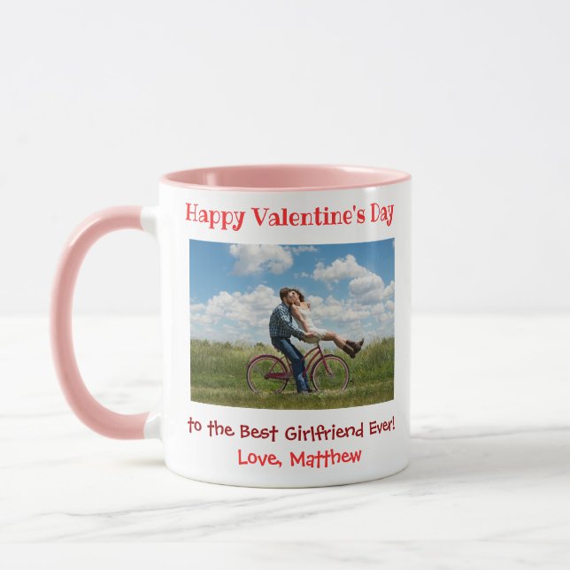 Taza Día de San Valentín Mejor Novia Cute Pareja Foto (Izquierda)