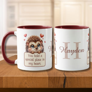 Taza Día de San Valentín Mensaje de Amor Erizo Lindo