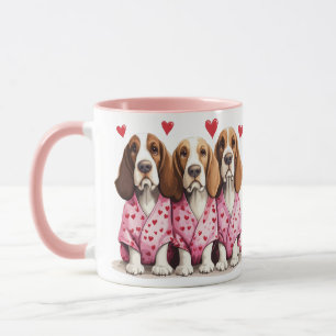 Taza Día de San Valentín Perros Basset Hound