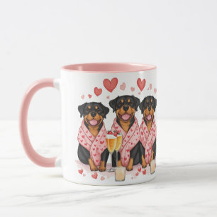Taza Día de San Valentín Perros Rottweiler