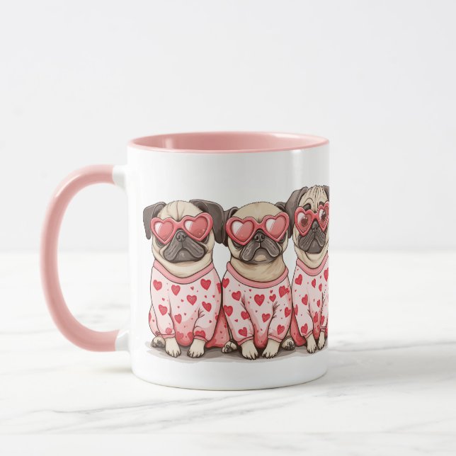 Taza Día de San Valentín Pug Dogs (Izquierda)