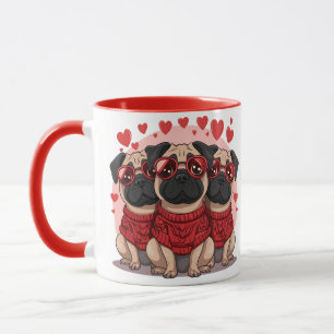 Taza Día de San Valentín Pug Dogs