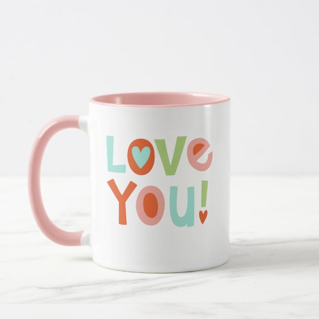 Taza Día de San Valentín rosa lindo te ama (Izquierda)