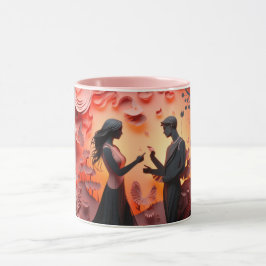 Taza Día de San Valentín Silueta de Pareja Romántica Am