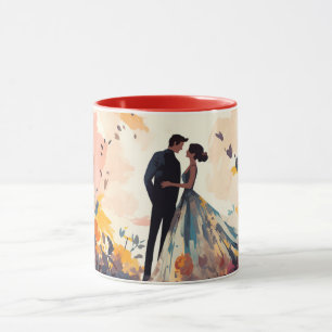 Taza Día de San Valentín Silueta de Pareja Romántica Am