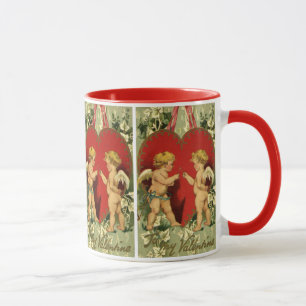 Taza Día de San Valentín Vintage, Querubines Hacen un D