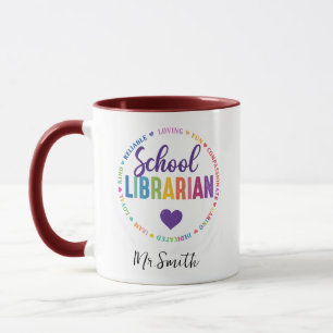 Taza Día del Bibliotecario Escolar Personalizado Nomb