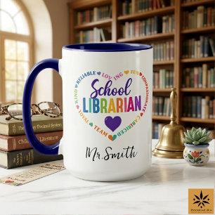 Taza Día del Bibliotecario Escolar Personalizado   Nomb