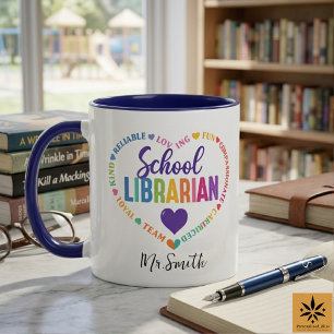 Taza Día del Bibliotecario Escolar Personalizado   Nomb