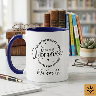 Taza Día del Bibliotecario Escolar Personalizado   Nomb