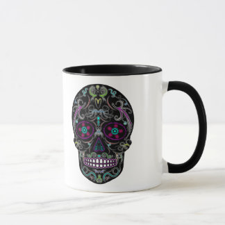 Taza Día del cráneo muerto del azúcar - colorido negro
