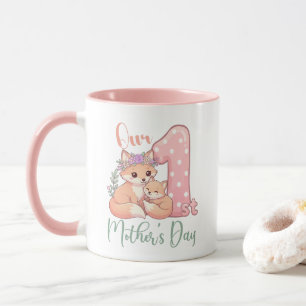 Taza Día del Día de las Madres de Mamá y Bebé Zorro Ros