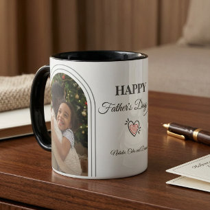 Taza Día del Padre 2 Colaje de Fotos Arqueado Minimalis