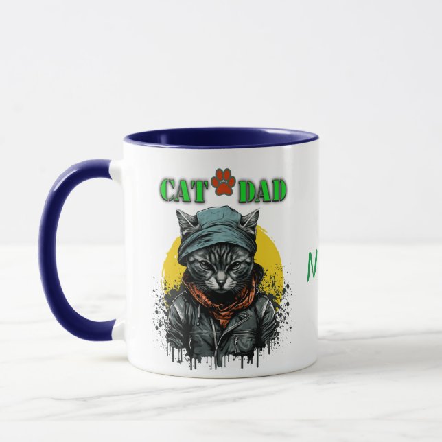 Taza Día del Padre - CAT DAD. Nombre/mensaje editable (Izquierda)
