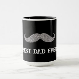 Taza Día del padre de bigote de plata negra