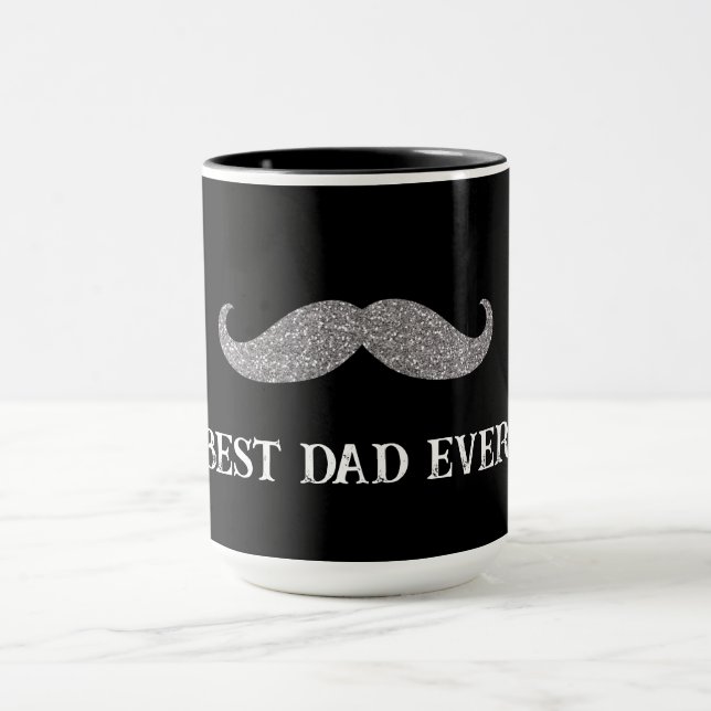 Taza Día del padre de bigote de plata negra (Centro)