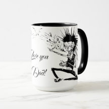 Taza Día del Padre negro y blanco, zombie