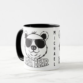 Taza Día del padre | Oso PaPa | Blanco negro | NOMBRE