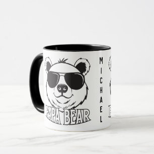 Taza Día del padre   Oso PaPa   Blanco negro   NOMBRE