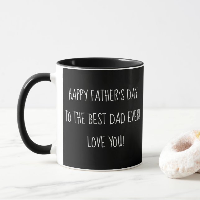 Taza día feliz del padre negro y blanco divertido scrip (Con donut)