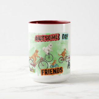 Taza Día increíble con amigos - Perros y gatos en bicic