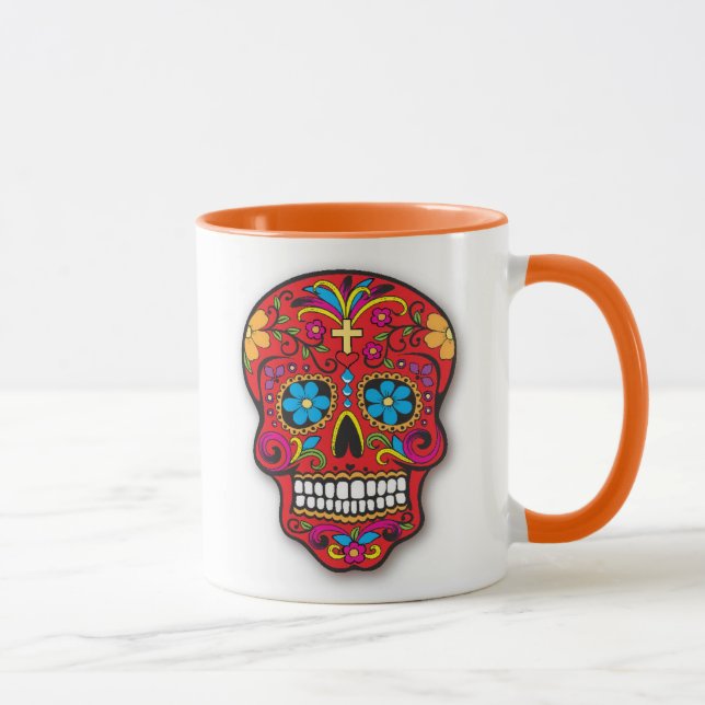 Taza Día mexicano rojo del cráneo del azúcar de los (Derecha)