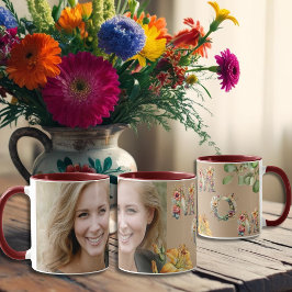 Taza Día único de la madre con flores y foto Personaliz
