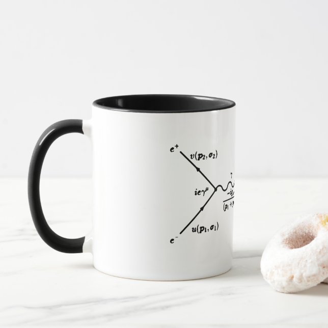 Taza Diagrama de Feynman, dispersión de electrones posi (Con donut)