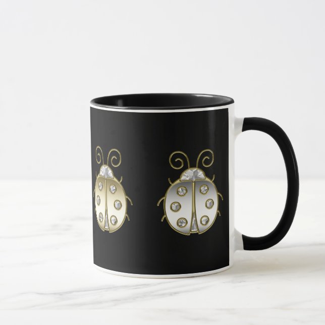 Taza Diamante dorado de plata de ladybugs (Derecha)