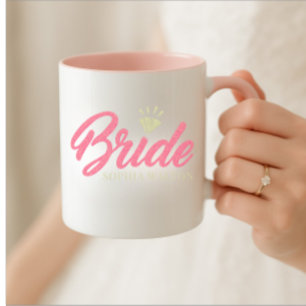 Taza Diamante Rosa Brillante Nombre de Novia Personaliz