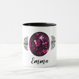 Taza Diamante Tourmaline Rosa con tu nombre Café Mug