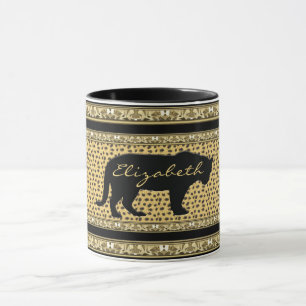 Taza Diamante y leopardo con el nombre Mug