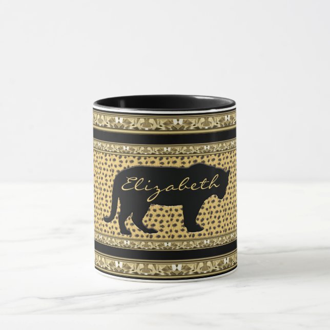 Taza Diamante y leopardo con el nombre Mug (Centro)