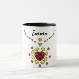 Taza Diamante y rubí Corazón tu nombre Café Mug