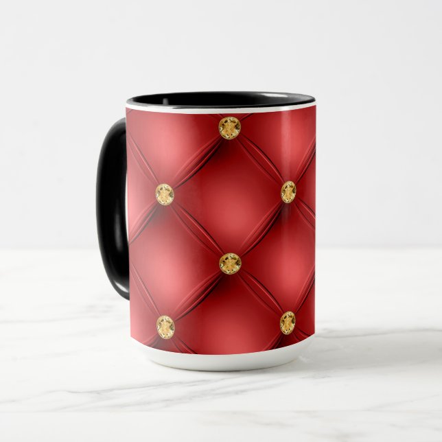 Taza Diamantes de oro rojo con café picado Mug (Anverso izquierdo)