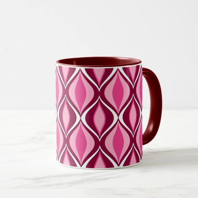 Taza Diamantes modernos de medio siglo, borgoña y rosa (Anverso derecho)